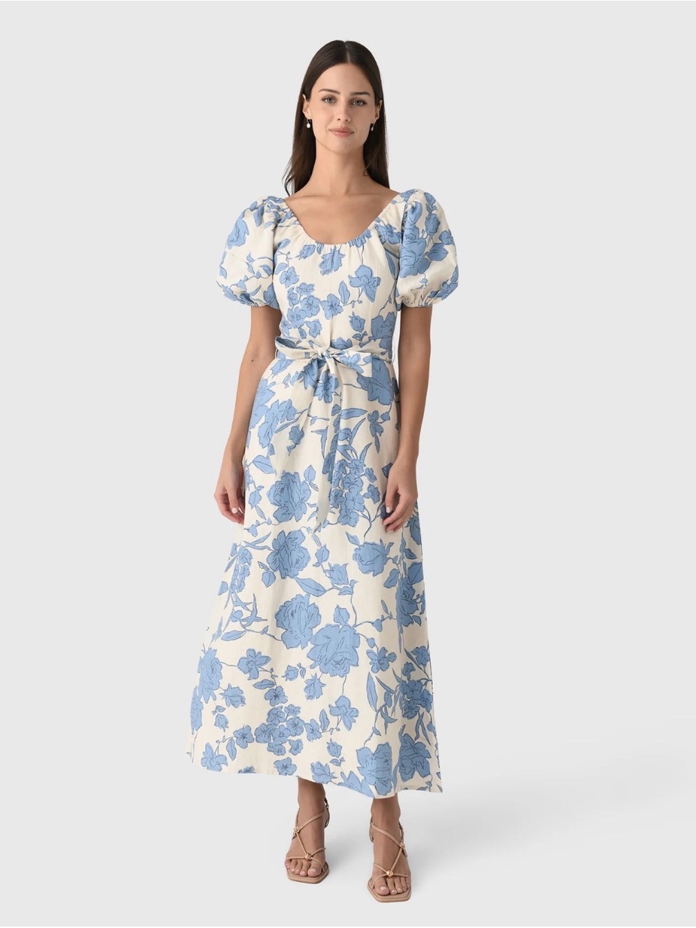 FAITHFUL THE BRAND Women's Leiria Midi Dress BLUE WHITE
